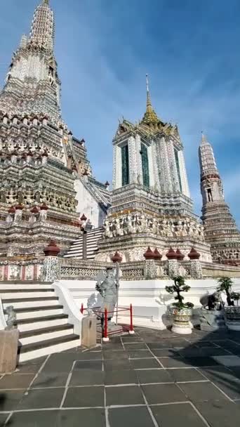 Wat Arun Temple Dawn Landmark Bangkok Thailand Afternoon Bangkok — Video