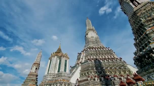 Wat Arun Tempel Van Dageraad Monument Van Bangkok Thailand Tijdens — Stockvideo