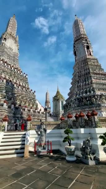 Wat Arun Tempel Van Dageraad Monument Van Bangkok Thailand Tijdens — Stockvideo