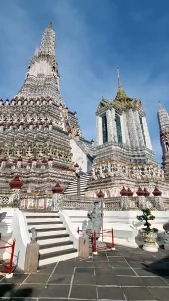 Wat Arun Tempio Dell Alba Punto Riferimento Bangkok Thailandia Durante — Video Stock
