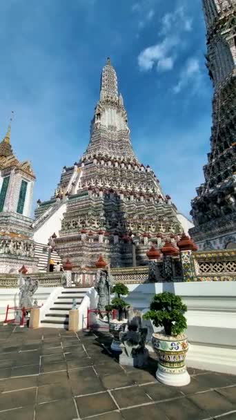 Wat Arun Temple Dawn Landmark Bangkok Thailand Afternoon Bangkok — Stok video
