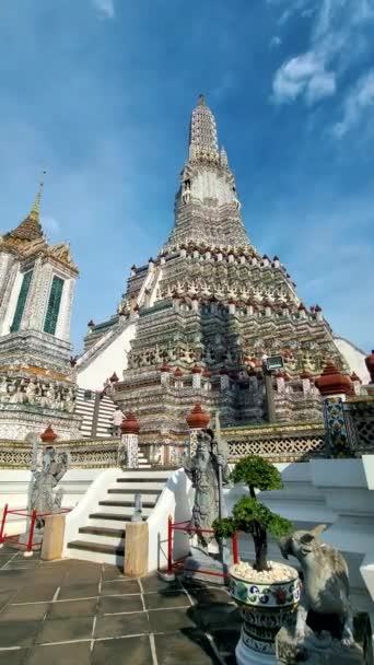 Wat Arun Tempio Dell Alba Punto Riferimento Bangkok Thailandia Durante — Video Stock