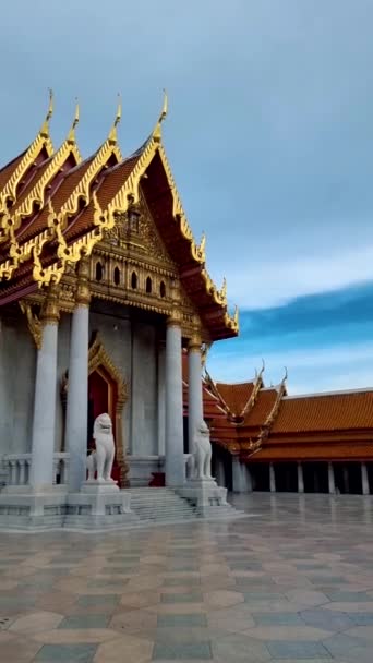 Wat Benchamabophit Tempio Marmo Tempio Reale Nella Capitale Bangkok Thailandia — Video Stock