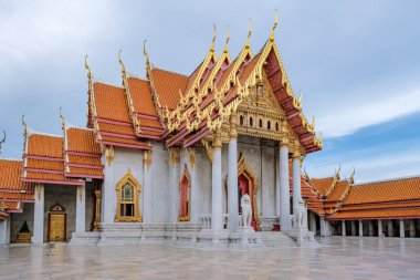 Wat Benchamabophit temple in Bangkok Thailand, The Marble temple in Bangkok. Beautiful Buddhist temple on a bright sunny day