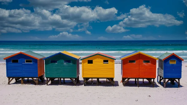 Kolorowy Dom Plaży Plaży Muizenberg Kapsztad Domki Plaży Muizenberg Kapsztad — Zdjęcie stockowe