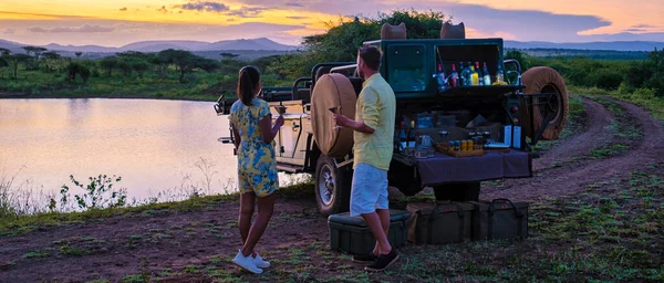 Couple Men Asian Woman Safari South Africa South Africa Kwazulu — Stock Photo, Image