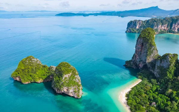 Railay Beach Krabi Thailand Tropical Beach Railay Krabi Drone Air — стокове фото