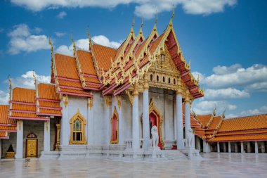 Wat Benchamabophit temple in Bangkok Thailand, The Marble temple in Bangkok. Beautiful Buddhist temple on a bright sunny day