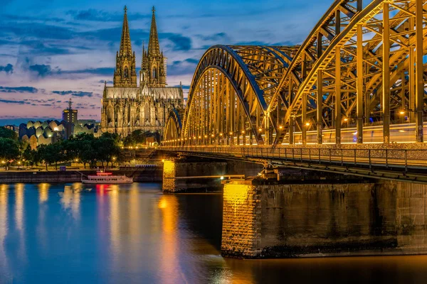 Cologne Koln Germany Sunset Cologne Bridge Cathedral Beautiful Sunset Rhine — Stock Photo, Image