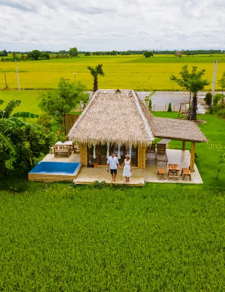 Eco Αγρόκτημα Homestay Ένα Χωράφι Ρυζιού Στην Κεντρική Ταϊλάνδη Ορυζώνα — Φωτογραφία Αρχείου