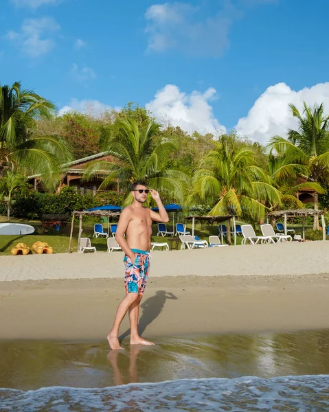 Young Men Swim Short Vacation Saint Lucia Luxury Holiday Saint — Zdjęcie stockowe