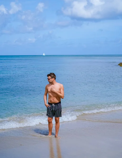 Young Men Swim Short Vacation Saint Lucia Luxury Holiday Saint — Stok fotoğraf