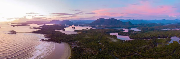 Aerial View Tofino Pacific Rim National Park Drone Cox Bay — Stockfoto