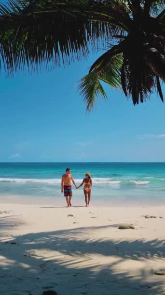 Men Women Beach Anse Cocos Digue Seychelles Tropical Beach Luxury — Video