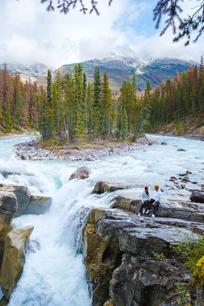 Sunwapta Falls Jasper National Park Canada Canadian Rockies Autumn Fall — Stock Fotó