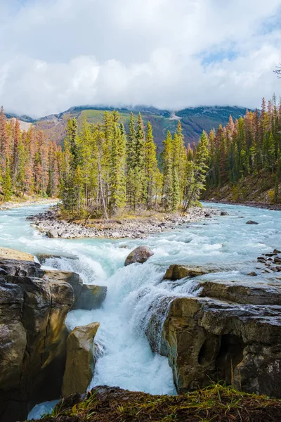 Sunwapta Falls Jasper National Park Canada Canadian Rockies Autumn Fall — Stock Fotó