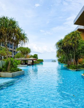 Pattaya Thailand August 2022, Luxury hotel with swimming pool, Renaissance Pattaya resort. 