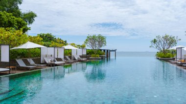 Pattaya Thailand August 2022, Luxury hotel with swimming pool, Renaissance Pattaya resort. 