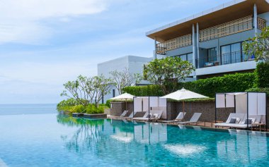 Pattaya Thailand August 2022, Luxury hotel with swimming pool, Renaissance Pattaya resort. 