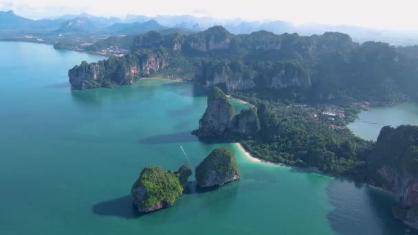 Railay Beach Krabi Thailand Tropical Beach Railay Krabi Panoramic View — Αρχείο Βίντεο