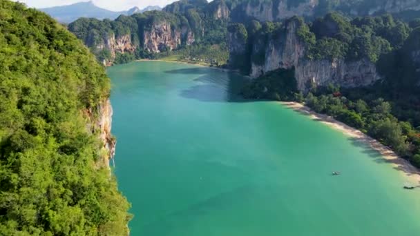 Railay Beach Krabi Thailand Tropical Beach Railay Krabi Panoramic View — Wideo stockowe