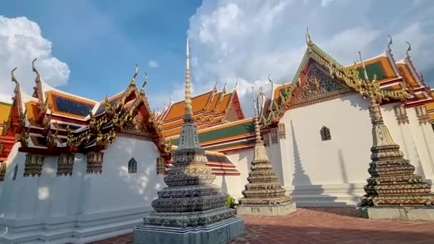 Wat Ratchabophit Temple Bangkok Thailand Beautiful Temple Golden Pagoda Bangkok — Vídeos de Stock
