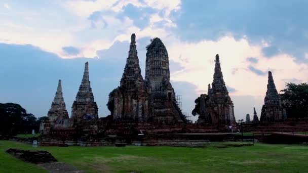 Ayutthaya Thailand Wat Chaiwatthanaram Sunset Ayutthaya Thailand — 비디오