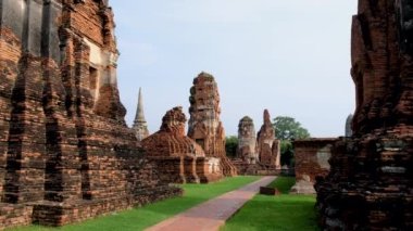 Ayutthaya, Thailand at Wat Mahathat, Temple stupa pagoda in the morning Ayyuthaya Thailand. 