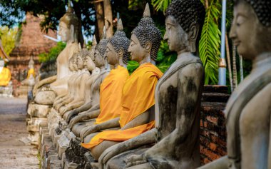 Ayutthaya, Thailand Wat Yai Chaimongkol, Buddha statue outside temple
