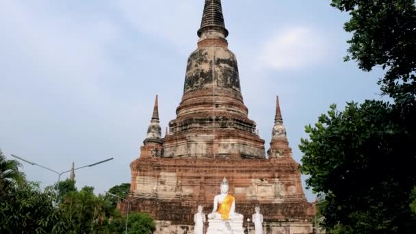 Ayutthaya Thailand Wat Yai Chaimongkol Old Ruins Ayutthaya — ストック動画