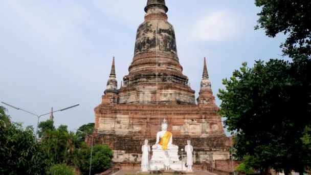 Ayutthaya Thailand Wat Yai Chaimongkol Old Ruins Ayutthaya — Stok Video