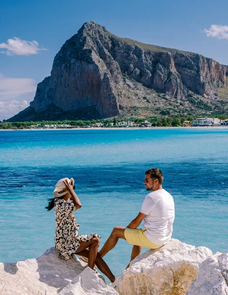 San Vito Capo Sicilia Spiaggia San Vito Capo Monte Monaco — Foto Stock