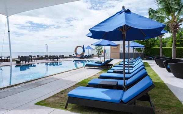 Amari Huahin Tailândia Vista Aérea Piscina Com Espreguiçadeiras Resort Luxo — Fotografia de Stock