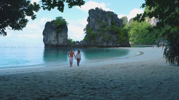 Koh Hong Island Krabi Thajsko Pár Mužů Žen Pláži Koh — Stock video
