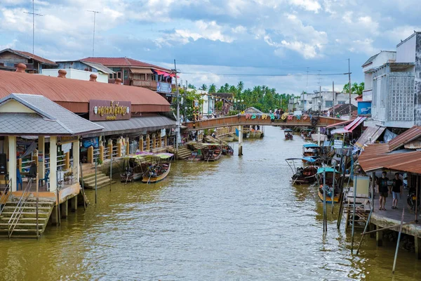 Amphawa Drijvende Markt Thaise Culturele Voor Toeristische Bestemming Amphawa Thailand — Stockfoto