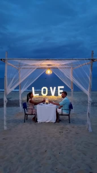 Romantic Dinner Beach Huahin Thailand Dinner Candlelight Hua Hin Valentines — Stock Video