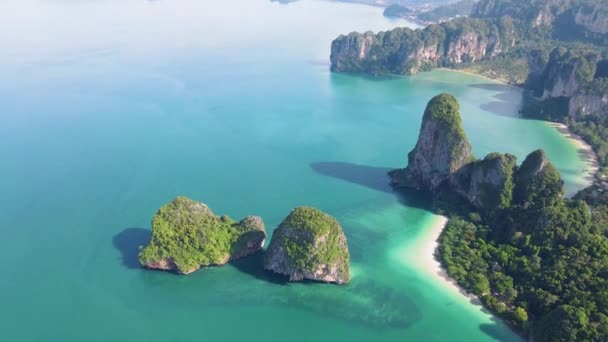 Railay Beach Krabi Tailândia Praia Tropical Railay Krabi Vista Panorâmica — Vídeo de Stock