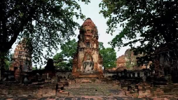 Ayutthaya Thailand Wat Mahathat 一个Ayutthaya的老塔 — 图库视频影像