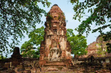 Ayutthaya, Thailand at Wat Mahathat, Temple stupa pagoda in the morning Ayyuthaya Thailand.
