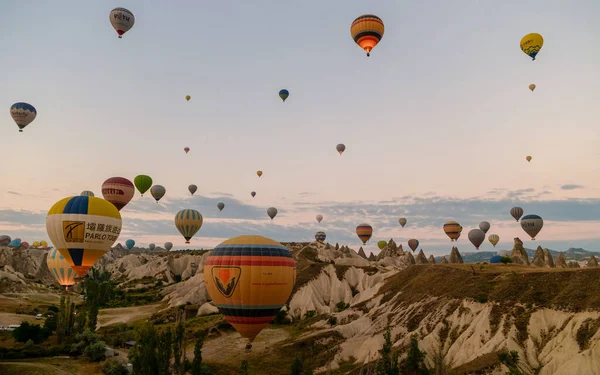 Wschód Słońca Balonami Ogrzane Powietrze Kapadocji Balony Turcji Kapadocji Goreme — Zdjęcie stockowe