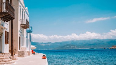 Kastellorizo adası, Megisti limanı Türkiye Kas ile Yunanistan arasındaki Yunan köyü. 