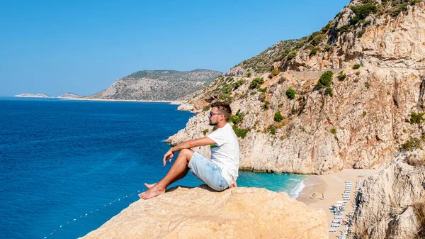 Kaputas Strand Lycia Kust Turkije Kaputas Strand Jonge Mannen Vakantie — Stockfoto