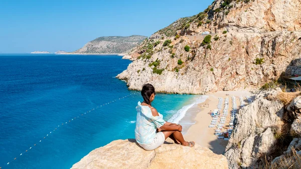 Kaputas Strand Lykien Küste Türkei Kaputas Strand Junge Asiatische Frauen — Stockfoto
