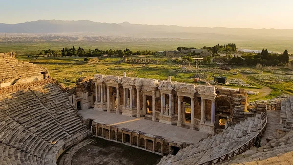 Hierapolis Antigua Ciudad Pamukkale Turquía Puesta Sol Por Las Ruinas — Foto de Stock