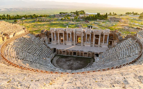 Hierapolis Antigua Ciudad Pamukkale Turquía Puesta Sol Por Las Ruinas — Foto de Stock