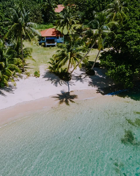 Vista Aérea Drone Ilha Tropical Koh Mak Tailândia Com Oceano — Fotografia de Stock