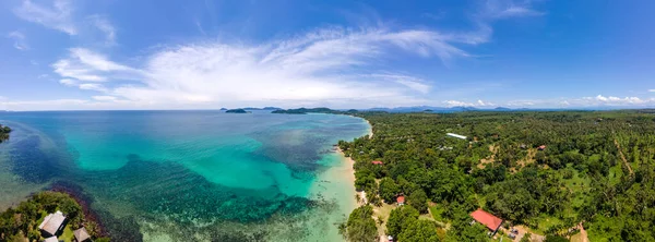 Vista Aérea Del Dron Isla Tropical Koh Mak Tailandia Con — Foto de Stock