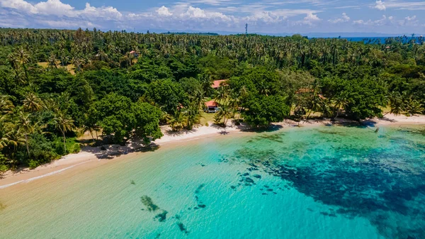 Vista Aérea Drone Ilha Tropical Koh Mak Tailândia Com Oceano — Fotografia de Stock