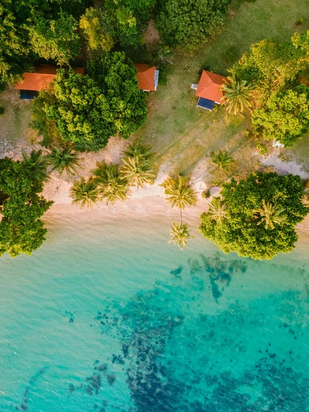 Vista Aérea Drone Ilha Tropical Koh Mak Tailândia Com Oceano — Fotografia de Stock
