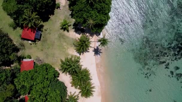 Flygdrönare Utsikt Över Den Tropiska Koh Mak Thailand Med Blå — Stockvideo